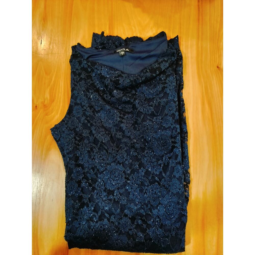 Onyx Nite Navy Lace Cocktail Dress Size 4 Sleeveless Formal Evening NWT - Picture 5 of 9